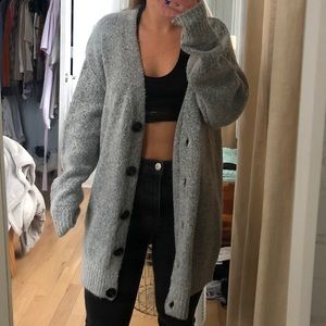 Gray oversized cardigan